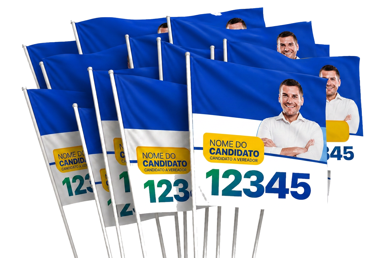 Mockup de bandeira eleitoral em poliéster tremulando