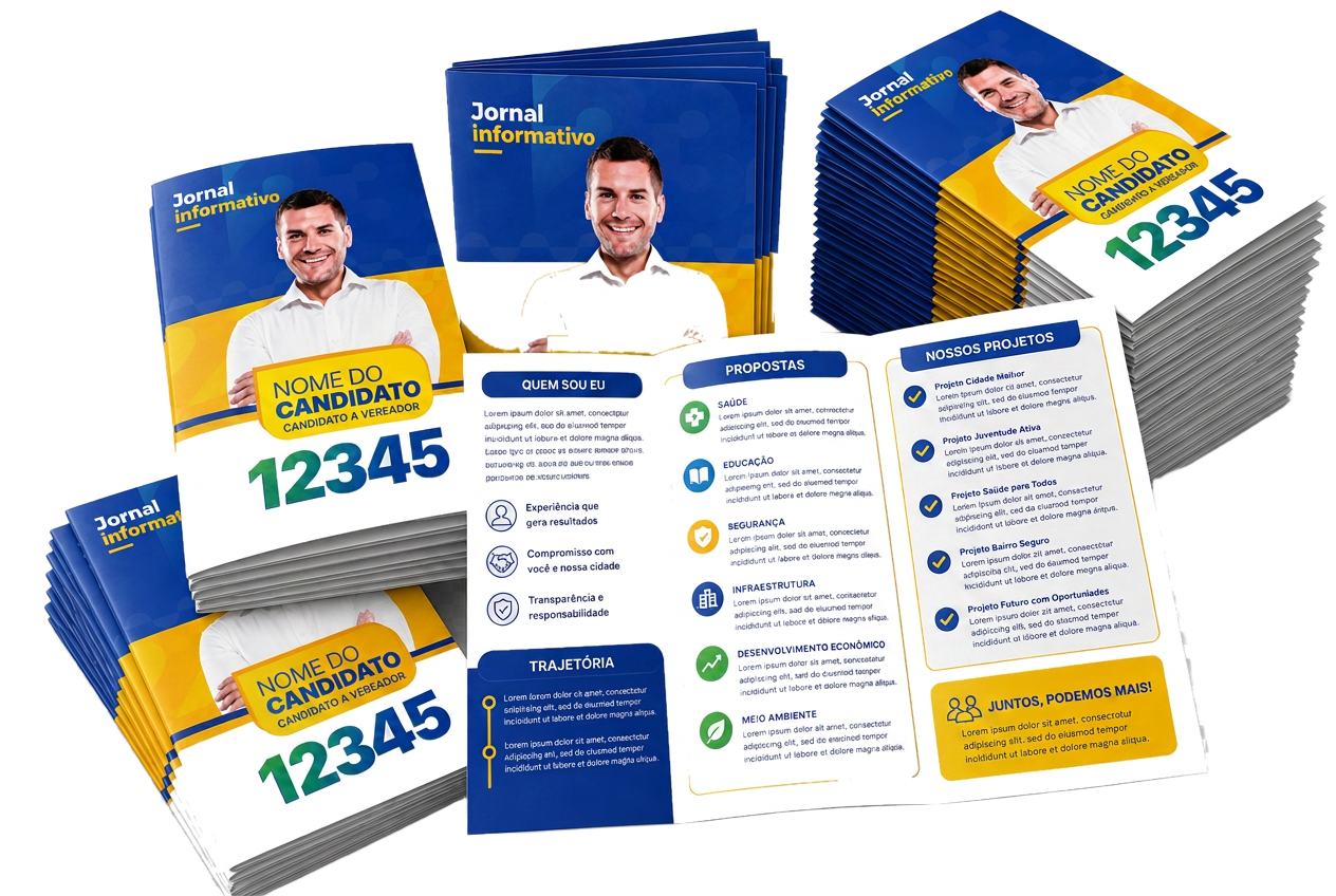 Mockup de informativo eleitoral impresso